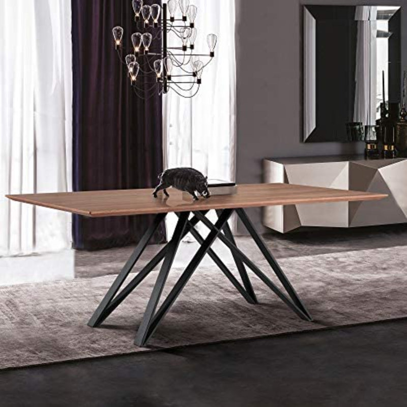 Amina Walnut Metal Base Dining Table