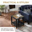 Table de bout carrée, avec tablettes ouvertes, plateau en verre avec structure en métal, table d'appoint à 2 niveaux, style scandinave moderne, noir-648206966