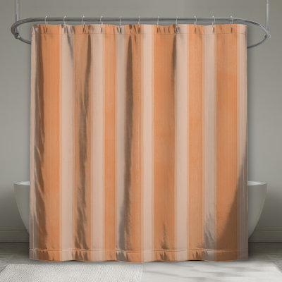 Orange Vertical Stripes Shower Curtains Extra Long