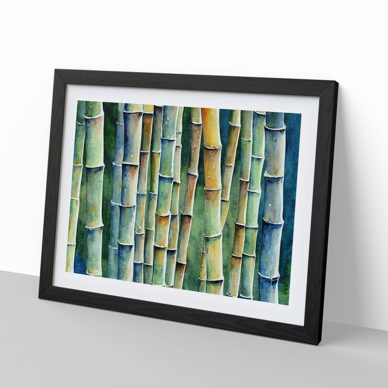 Watercolour Bamboo Forest Vol.2 - Single Picture Frame Painting, Black Framed, 34cm H x 46cm W x 2cm D