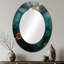 Or et vert abstrait marbre II - grand miroir mural ovale sur métal-1651984949
