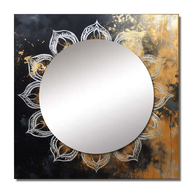 Nettgen - Boho Mandala Square Mirror Wall Art For Bathroom, 23" x 23"