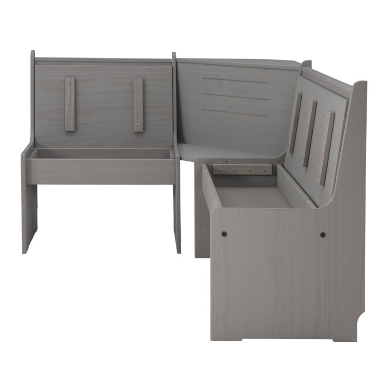 Coin-repas en bois de pin massif avec rangement caché pour 5 personnes Altizer, Gris