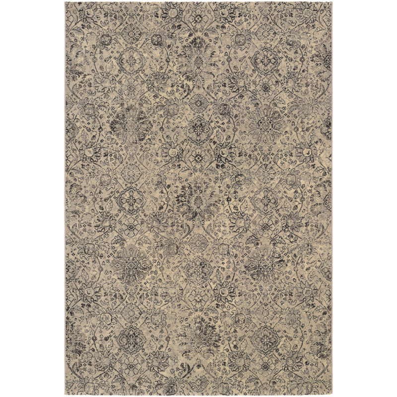 Tapis floral noir Ullin, Rectangle 3 pi 11 po x 5 pi 3 po