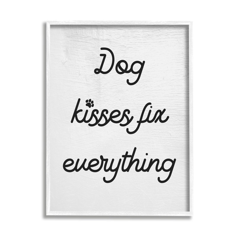 «Dog Kisses», Giclée encadrée blanc bord de mer, H 11 po x l 14 po