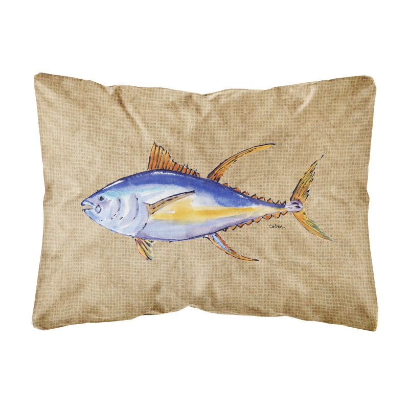 Coussin intérieur/extérieur brun/bleu fish