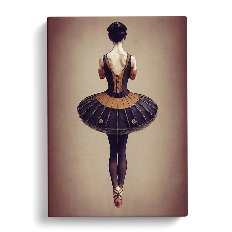 Vintage Ballerina - No Frame Rectangle Print on Canvas, Wrapped Canvas, 50cm H x 35cm W x 3cm D, No Matte