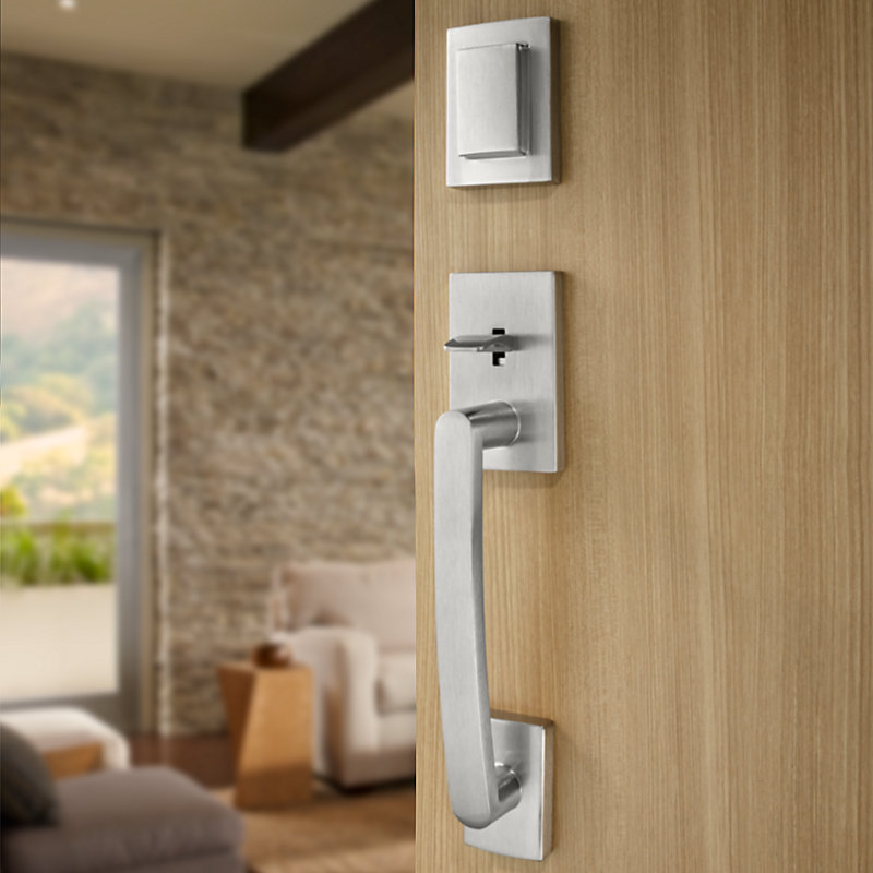 Spyglass Single Cylinder Handleset with Spyglass Interior Lever and Square Rosette with Smartkey