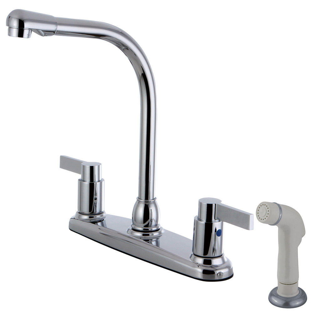 Kingston Brass NuvoFusion Two-Handle 4-Hole 8" Centerset Kitchen Faucet with Side Sprayer Kingston Brass