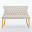 Banc en velours pour causeuse double, sièges de cuisine et de salle à manger, banc capitonné à 2 places avec boutons faits à la main, dossier à oreilles, pieds en acier plaqué or, style Mid-Century moderne-35333670-35333665