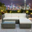 5-Piece All-Weather Wicker Patio Conversation Set With Cushions And Glass Table-247565981