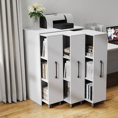 Armoire décorative, bibliothèque avec trois portes et roues coulissantes pour le salon de la chambre à coucher de bureau