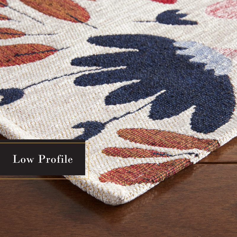 Town & Country Living Livie Floral Drip Everwash Washable Multi-Use Non-Slip Backing Decorative Rug, Runner 2' x 6', Cream