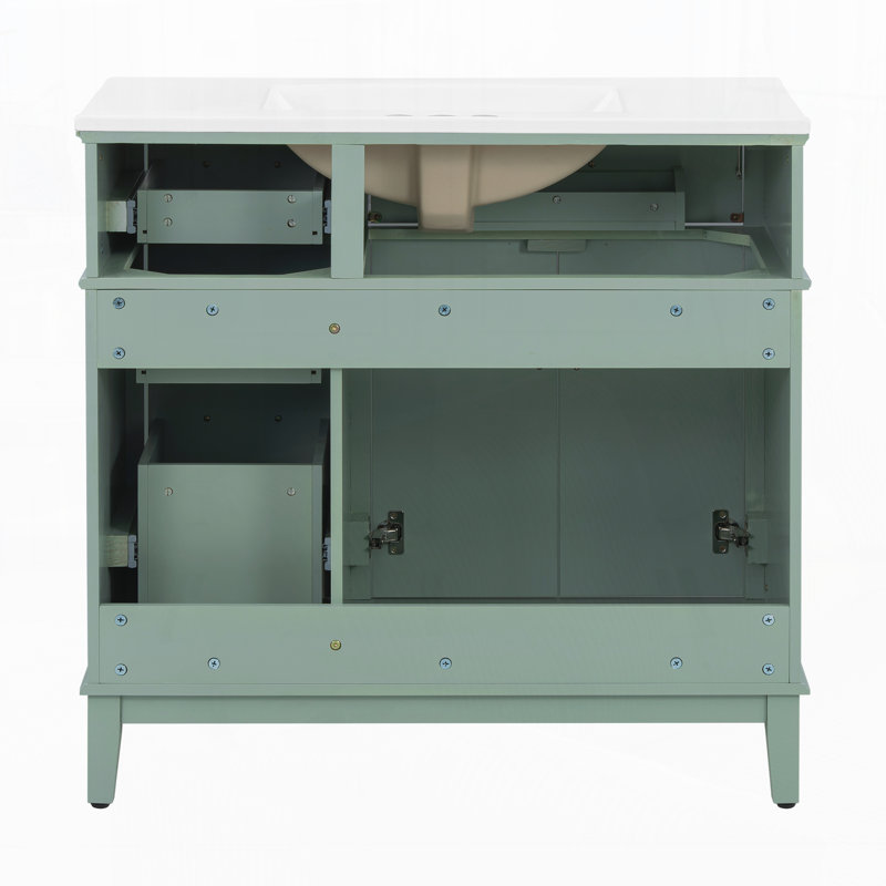 Meuble-lavabo moderne 36 "avec lavabo en céramique, Vert