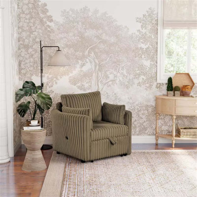 Chaise 1Pc de style contemporain avec accoudoirs courbés, ports de charge USB et finition en fausse fourrure de polyester pour le salon principal