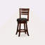 Tabouret pivotant à dossier à lattes de 24 po de hauteur comptoir, finition cerisier, siège en tissu gris anthracite-111680719-111680723