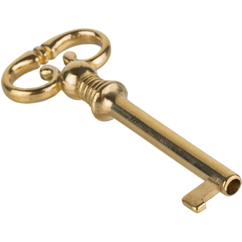 Antique Brass Hollow Barrel Skeleton Key for Furniture