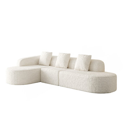 111.8-Inch L-Shaped Curved Modular Sofa With Ergonomic Backrest, Plush Pillows, And Premium Lychee-Textured Upholstery
