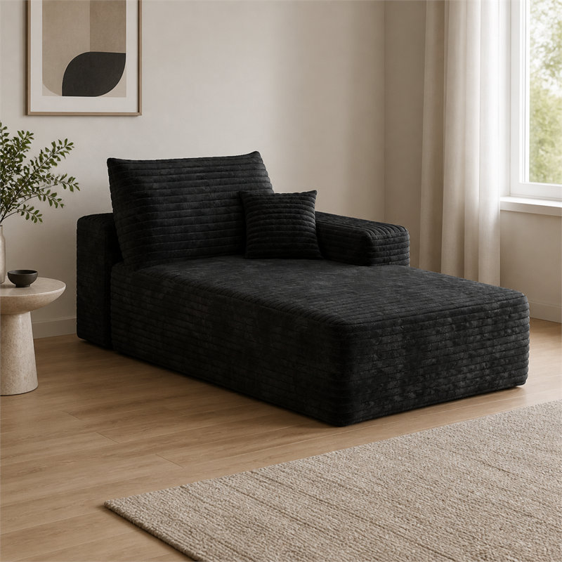 Canapé multifonctionnel noir en tissu hautement élastique et résistant à l'usure avec canapé-lit pliable à droite et rangement pour un usage double dans le salon