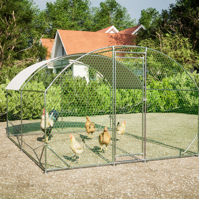 Poulailler en métal avec toit ombragé, imperméable et spacieux pour la volaille, cage sécuritaire, abri extérieur protégé, tube de 1 po, entrée verrouillable