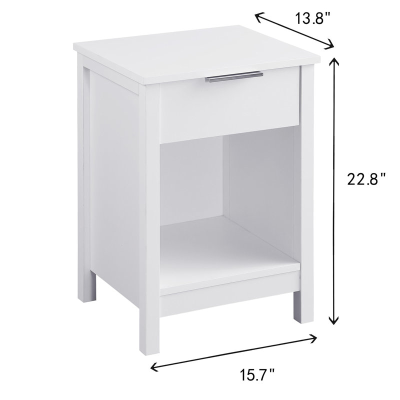 Table de chevet avec tiroir, table de bout à 3 niveaux avec tiroir de rangement et tablette, table de chevet moderne pour chambre à coucher, salon - blanc rétro