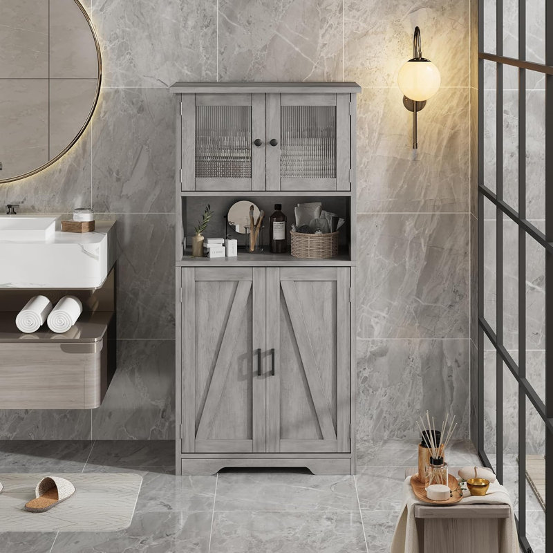 128cm Kitchen Pantry, grey