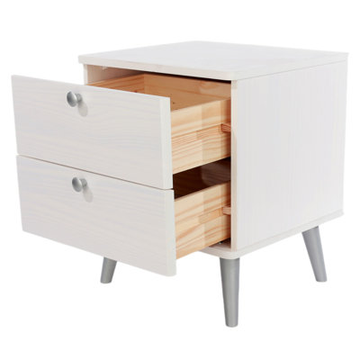Augusta Curve 2-Drawer Bedside Table, White Wash