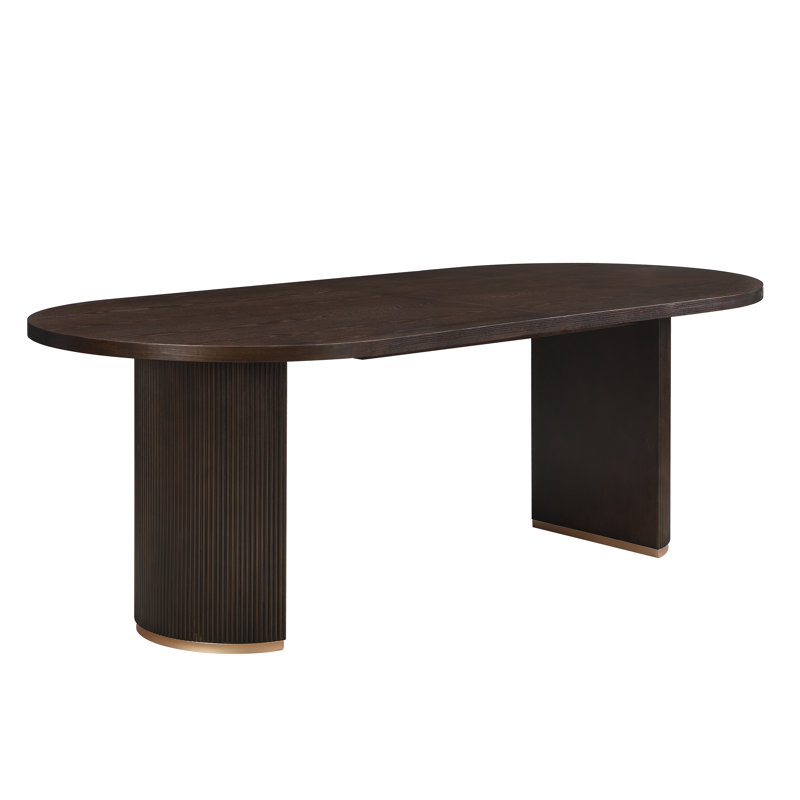 Krisslyn Oval Wood Dining Table With Double Pedestal Base, Espresso
