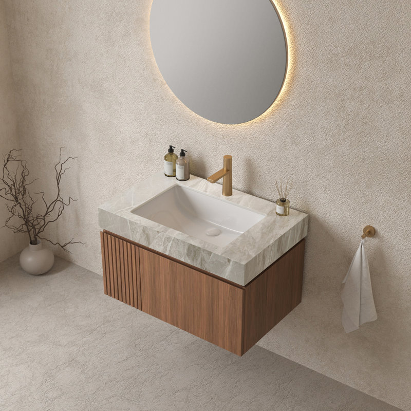Armoire 30 po MURI en chêne brun seulement, sans lavabo et plateau, sans couvercle de robinet et d'évier, Chêne brun