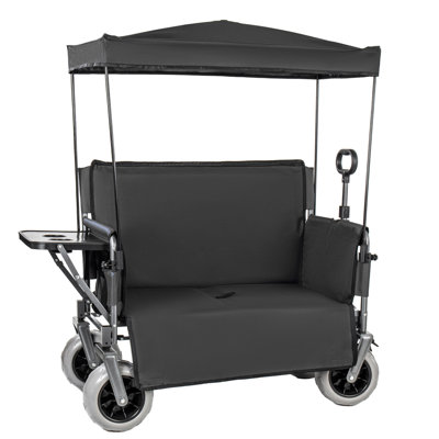 Chariot pliable convertible en banc 3 en 1 avec auvent et plateau de table rabattable monté à l'arrière, capacité de charge de 500 lb, 180 L pour le camping, la plage, le jardin et la pêche