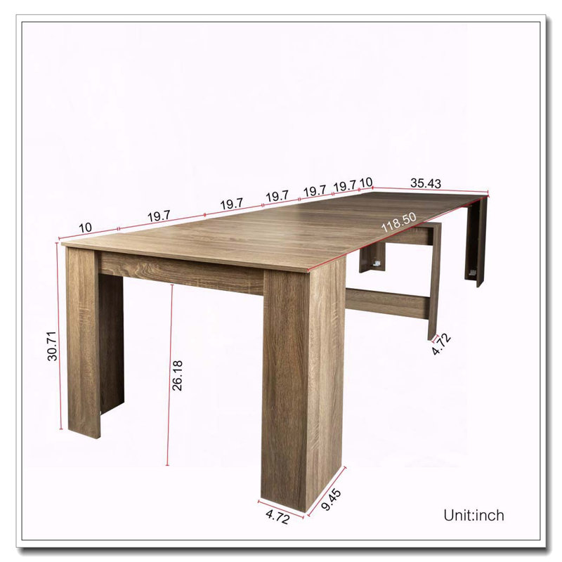 Table de salle à manger multifonctionnelle extensible, Bois de grange