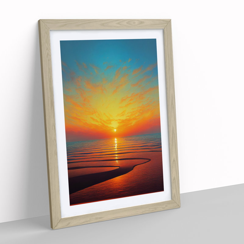 Enlightening Sunset - Single Picture Frame Print, Oak, 64cm H x 46cm W