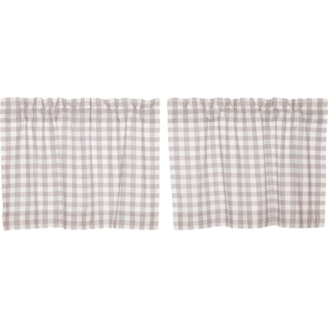 Annie Buffalo Check Plaid Cotton Ruffled Cafe Curtain (Set of 2) VHC Brands 
