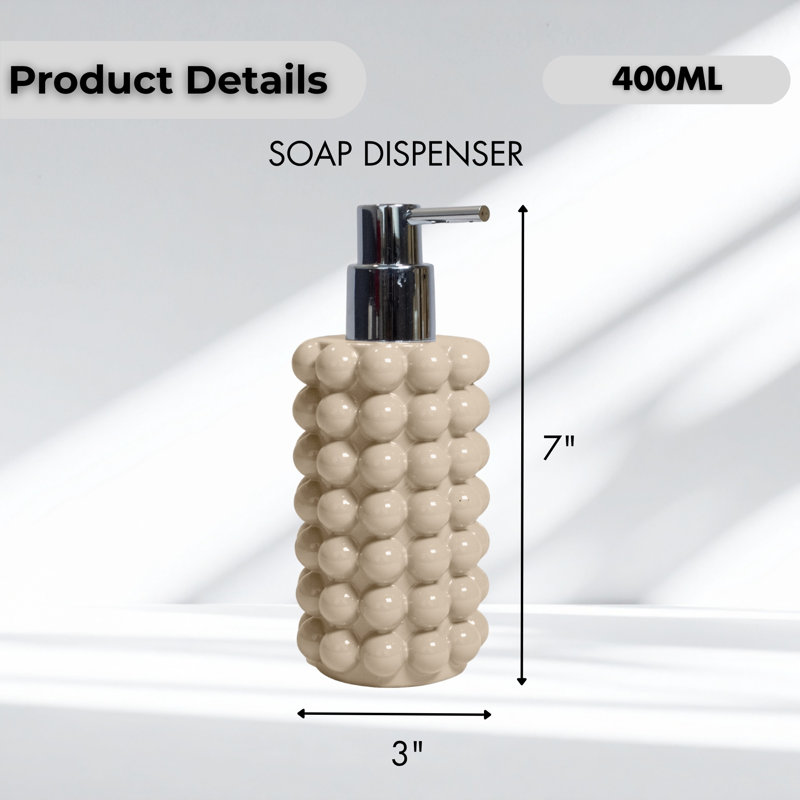 Distributeur de savon texturé à bulles Better Trends, bouteille de pompe décorative rechargeable de 13,5 oz pour salle de bain et cuisine, imperméable et résistant à la rouille, accessoire de comptoir moderne