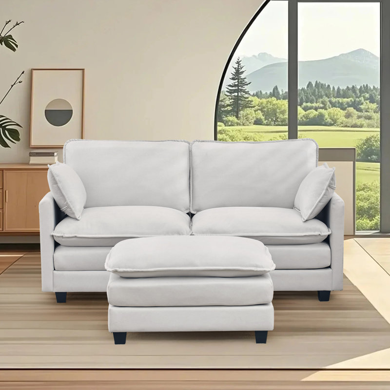 Canapé modulaire 3 pièces rembourré, Blanc / Blanc