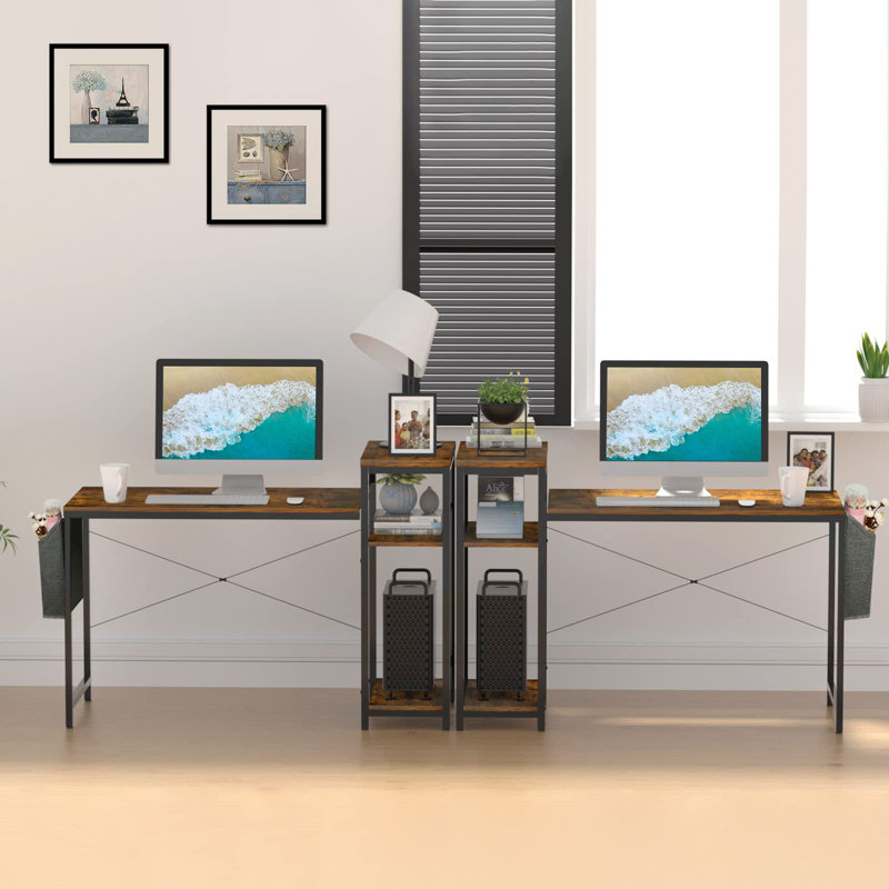 Computer Desk Large Office Desk Writing Desk for Home Office Modern Wooden Table Brown Flagstone