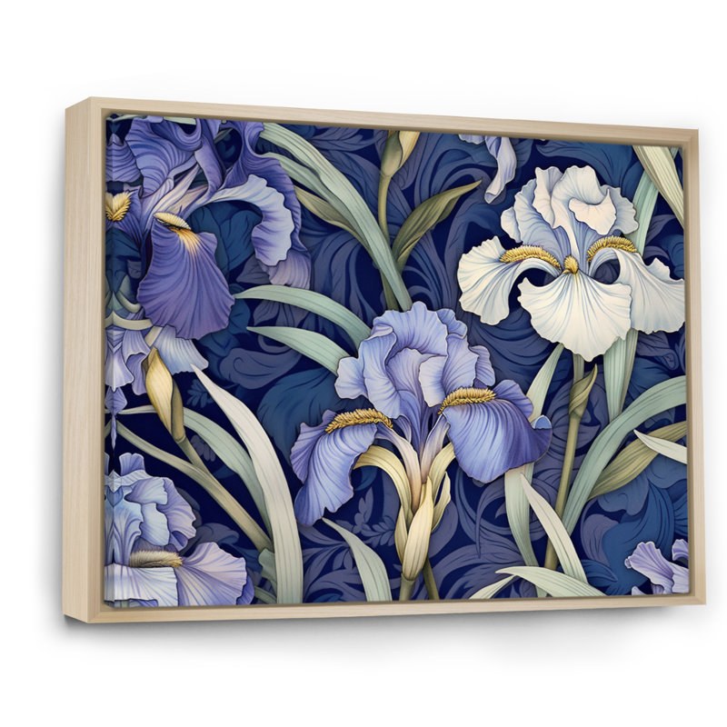 Mauve, vert, iris et impressions II, Cadre naturel flottant, H 12 po x l 20 po x P 1,5 po