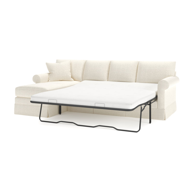 Friedman 2 - Piece Upholstered Sleeper Sectional, Left Hand Facing, Davis Pearl Performance Bouclé
