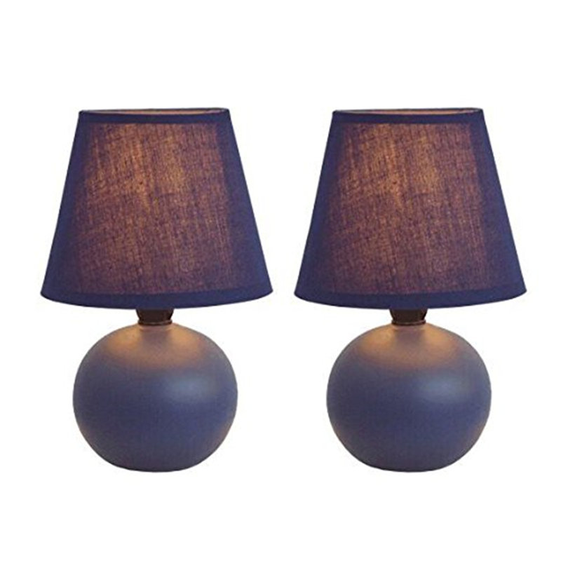 Mini Ceramic Globe Table Lamp, Blue, Blue
