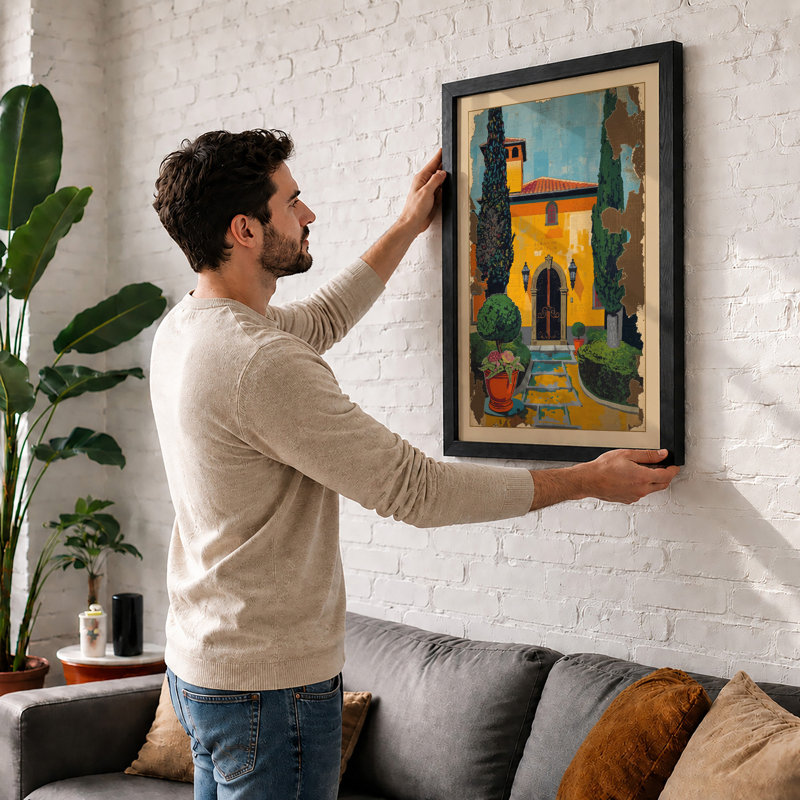 Mediterranean Villa Modern - Print, Unframed, A4 - 29.7 x 21.0 cm