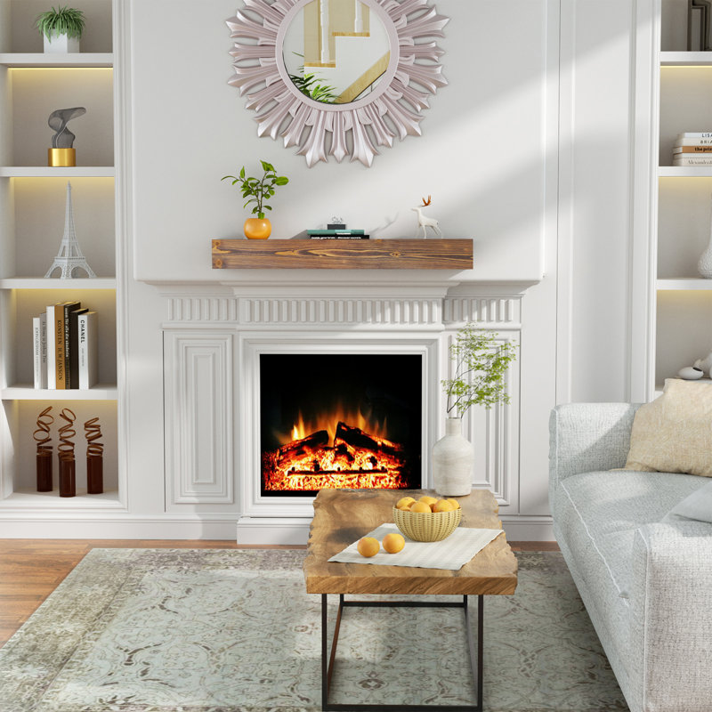 Fireplace Mantel, Wood Floating Fireplace Shelves, Wall Mounted Wooden Display Shelving, Mantels Over Fireplace, 72"