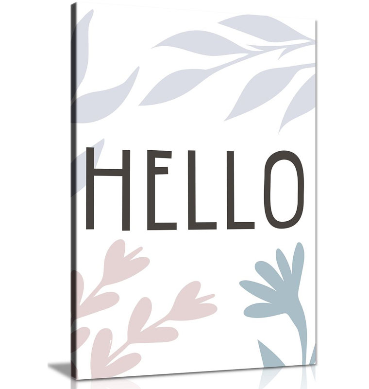 Pastel Leaves Hello - Wrapped Canvas Print, 46cm H x 31cm W