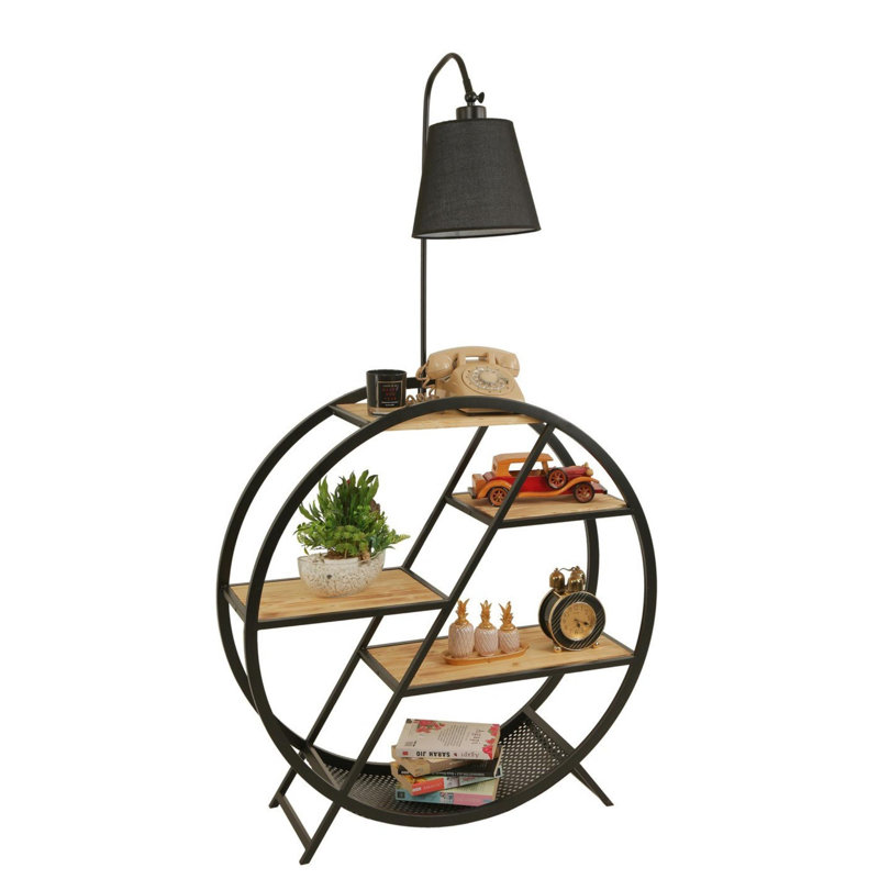 Luro Modern Metal Floor Lamp with 100% Fir Wood Bookstand, 65.0 x 11.0 inches | Total Height: 65.0 inches | E27 Socket, Max 60W | Sleek Black Design, Ideal for Reading & Ambiance in Living Room or Office