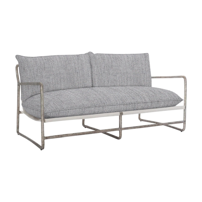 Sorrento Outdoor Metal Loveseat, Canvas Granite Sunbrella® Canvas