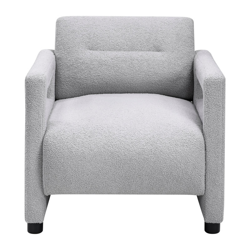 Fauteuil gris confortable avec structure en contreplaqué, profondeur d'assise de 22,5 po, structure de fauteuil moderne d'apparence luxueuse, hauteur de 30,5 po, revêtement Boucle