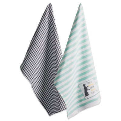 Cotton Stripe Embroidered Dish Cloth Kitchen Towel