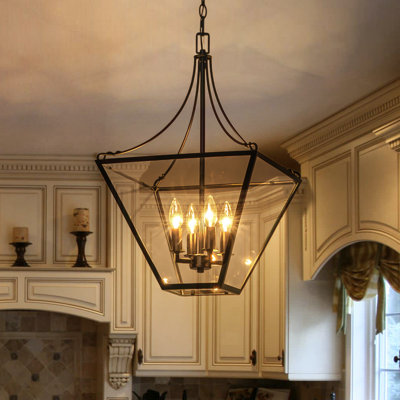 4-Light Lantern Pendant with Clear Glass