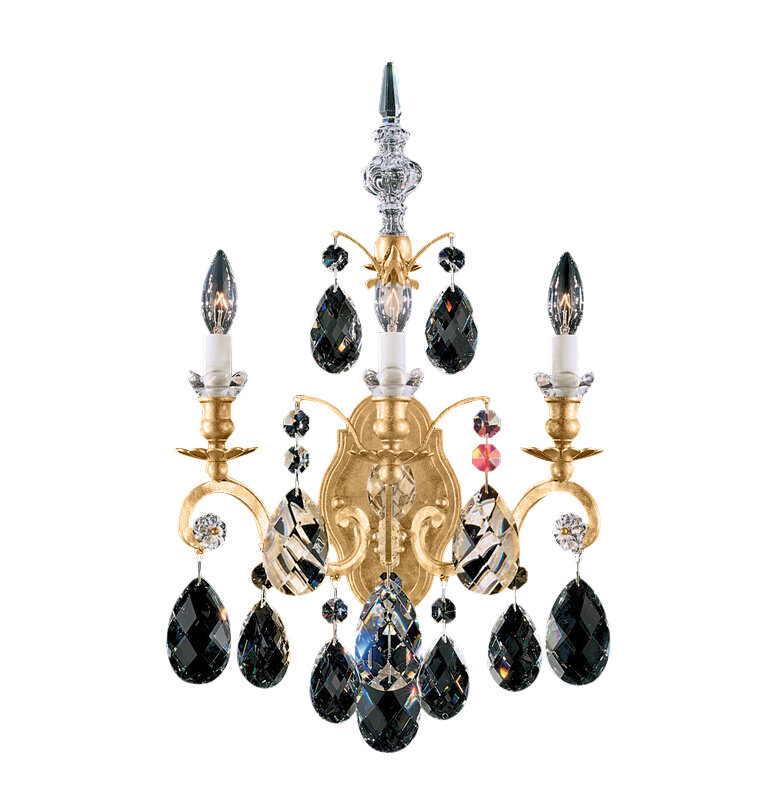 Renaissance 3 - Light Candle Wall Light, Handcut Clear, Heirloom Gold