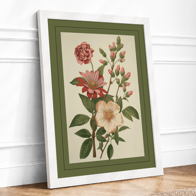 Three Blooms Study Botanical - Framed Print, A1 - 84.1 x 59.4 cm, White