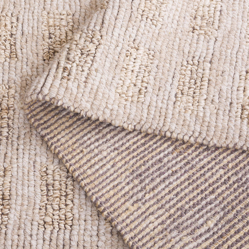 Kanessha Hand Woven Wool/Jute Rug in Beige, Rectangle 5' x 8'
